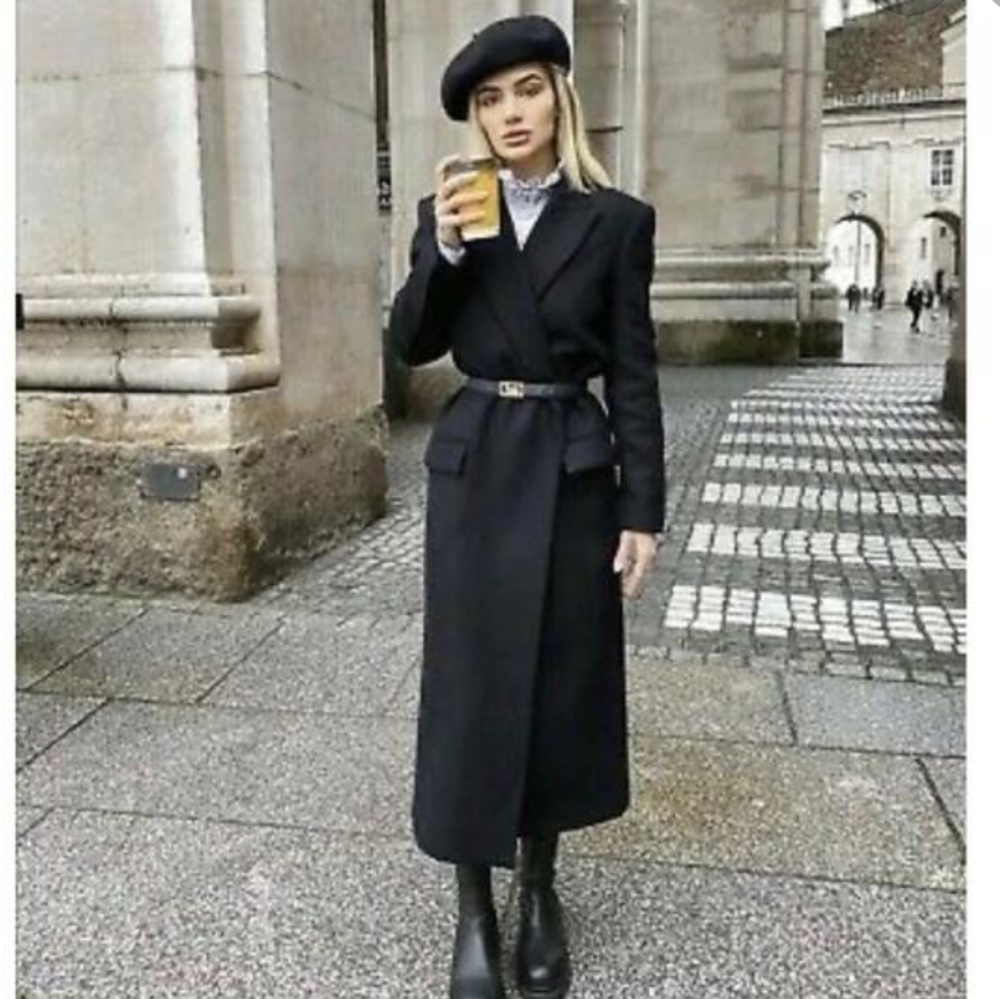 Sold Out Zara black lapel collar dress coat jacket - Picture 1 of 4